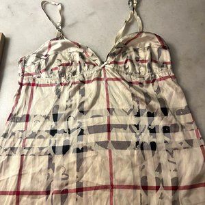 Burberry Body Silk Camisole, Size Small. Plaid print, bow details. EUC!